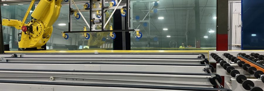 Automatic glass processing line