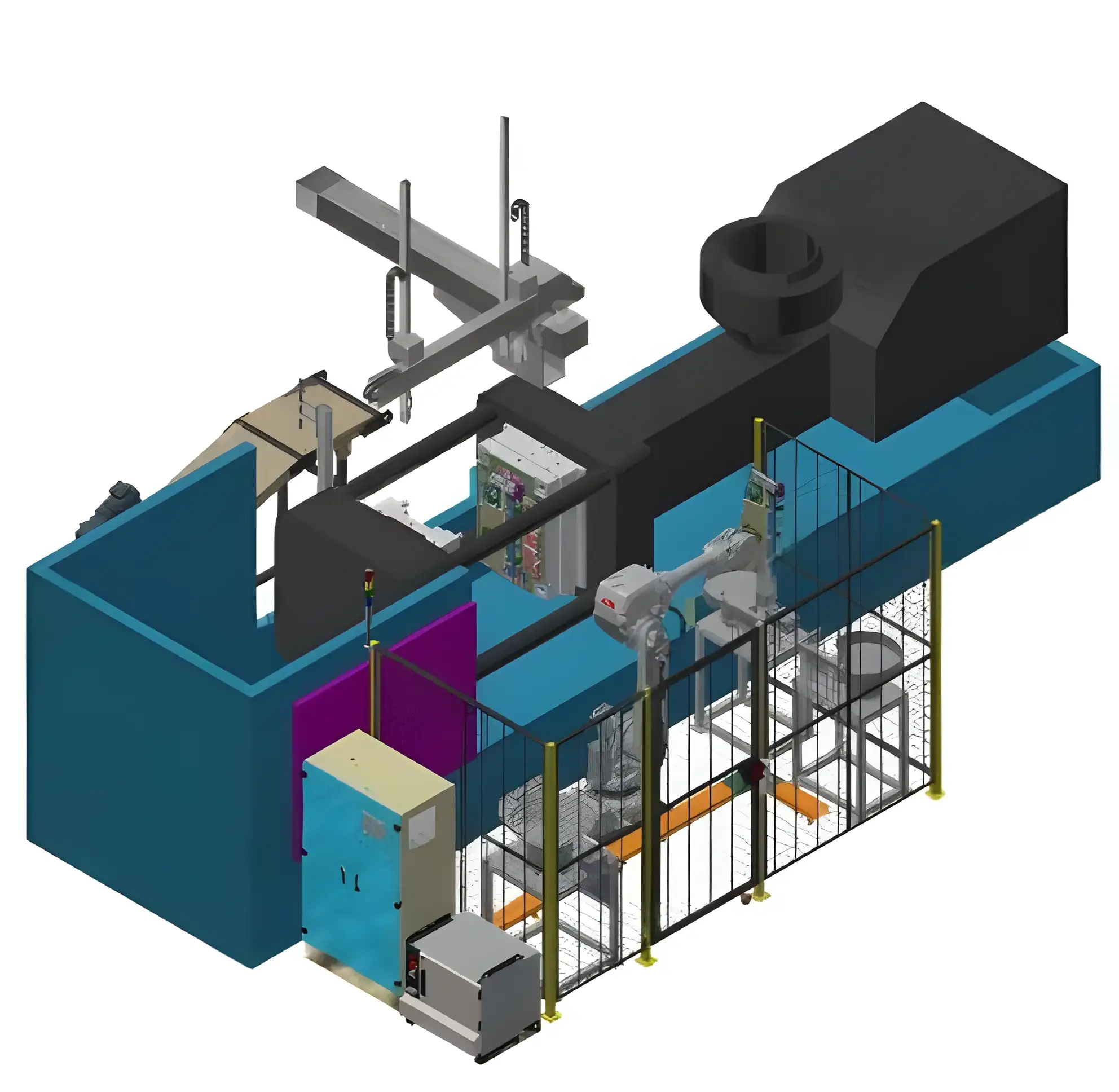 Hình ảnh minh họa hệ thống tự động hóa dây chuyền đúc nhựa công nghiệp