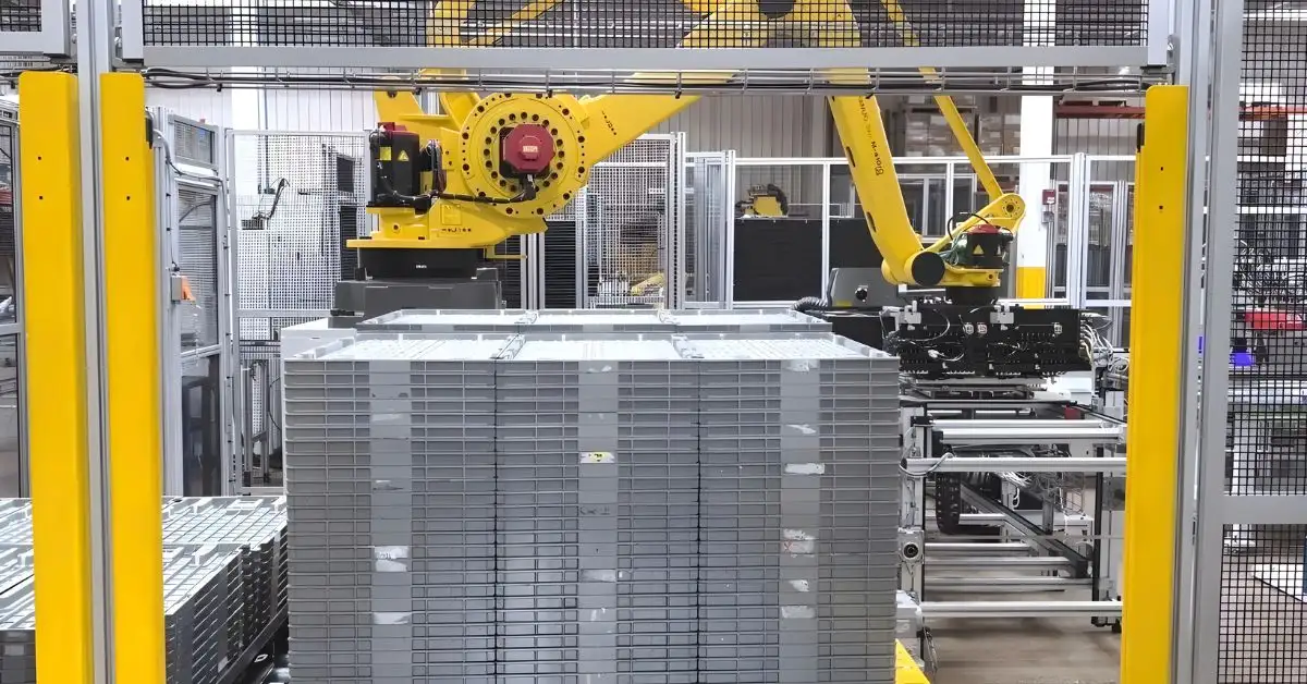 Robot gắp xếp thành phẩm trong quy trình dập kim loại giúp doanh nghiệp vừa nâng cao năng suất