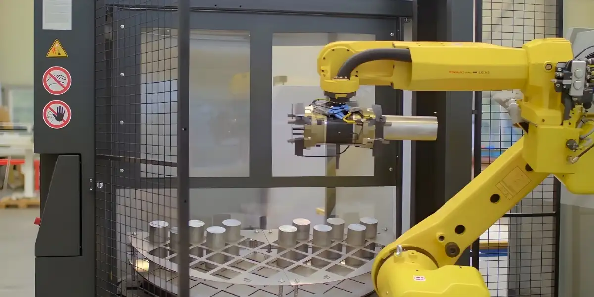 Nạp phôi tự động cho máy CNC với cánh tay robot công nghiệp 4 Lợi ích khi ứng dụng robot nạp phôi tự động vào máy CNC