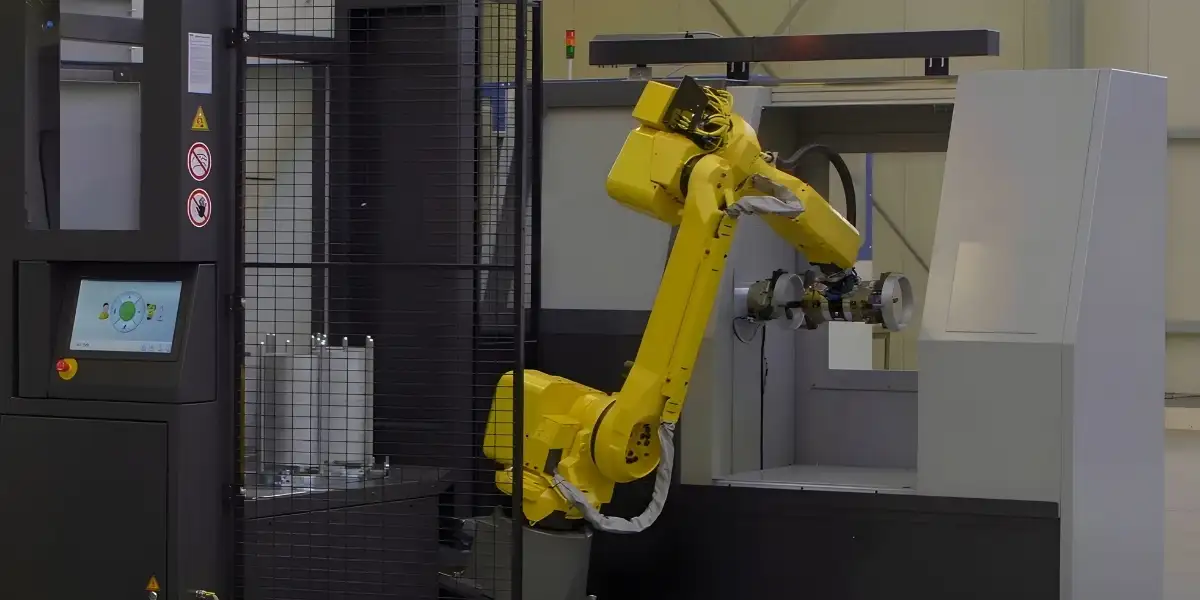 Nạp phôi tự động cho máy CNC với cánh tay robot công nghiệp