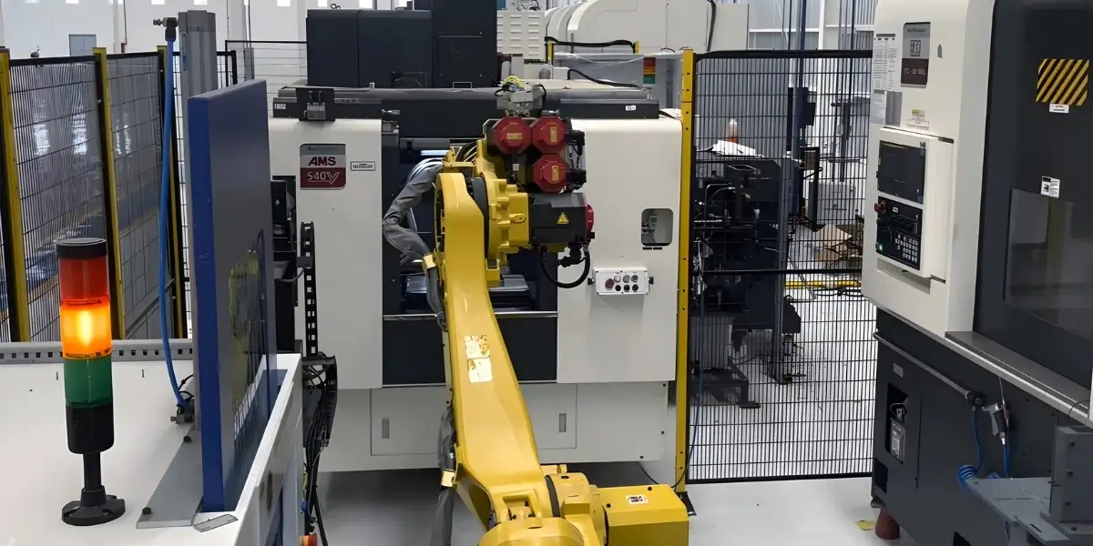 Tự động hóa máy CNC và robot có mang lại nhiều lợi nhuận hơn? 4 Robot cấp và chuyển phôi tự động từ máy CNC này đến CNC khác